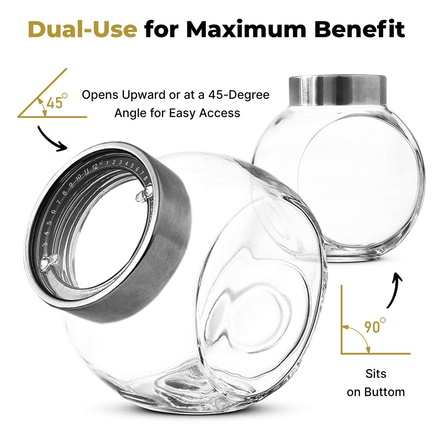 PAASHLUX Glass Food Storage Container, Cookie Jar With Date Indicator Lid, Candy Jar, Sugar Container, Glass jar with lid, Food Storage For Snack, Coffee Pods, Dried Goods and Pet Treats