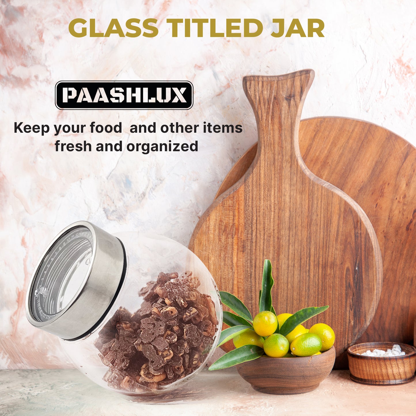PAASHLUX Glass Food Storage Container, Cookie Jar With Date Indicator Lid, Candy Jar, Sugar Container, Glass jar with lid, Food Storage For Snack, Coffee Pods, Dried Goods and Pet Treats