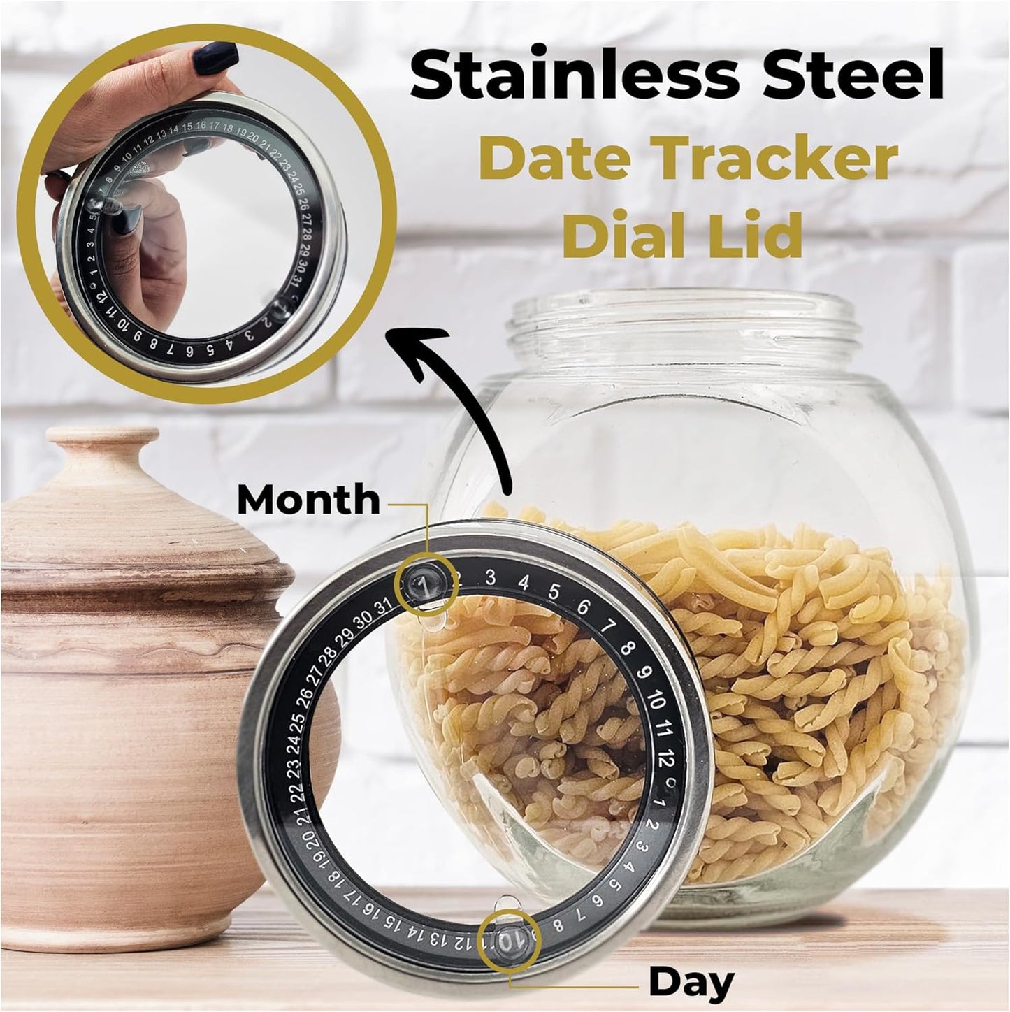 COOKIE JAR WITH LID, GLASS CANDY JAR WITH DATE INDICATOR LID, LARGE GLASS JAR FOR SUGAR, SNACK AND JELLY BEAN, CONTAINER FOR COFFEE, STORAGE FOR DRIED GOODS AND PET TREATS