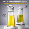 2 In 1 Oil Dispenser And Spray Bottles, Two 11.5 Oz Bottles, Glass Olive Oil Sprayer For Cooking, Baking, Air Fryer, Salad And BBQ, Controlled Pour And Spray