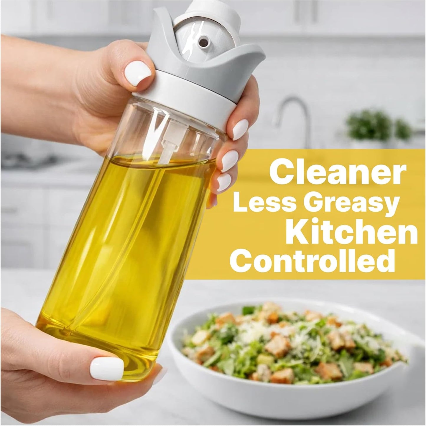 2 In 1 Oil Dispenser And Spray Bottles, Two 11.5 Oz Bottles, Glass Olive Oil Sprayer For Cooking, Baking, Air Fryer, Salad And BBQ, Controlled Pour And Spray